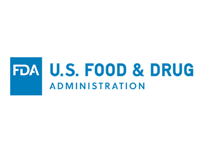 A blue and white logo of the fda