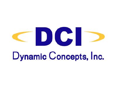 Logo of Dynamic Concepts, Inc. featuring DCI acronym with gold swooshes.